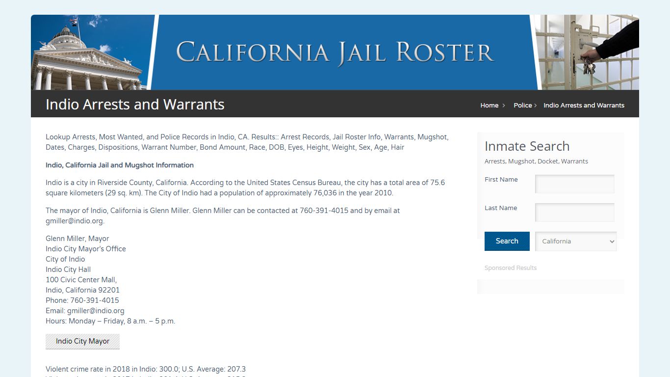 Indio Arrests and Warrants | Jail Roster Search